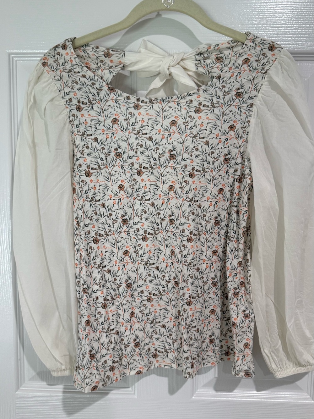 Nation LTD Cream Floral Tie-Back Puff Sleeve Blouse
